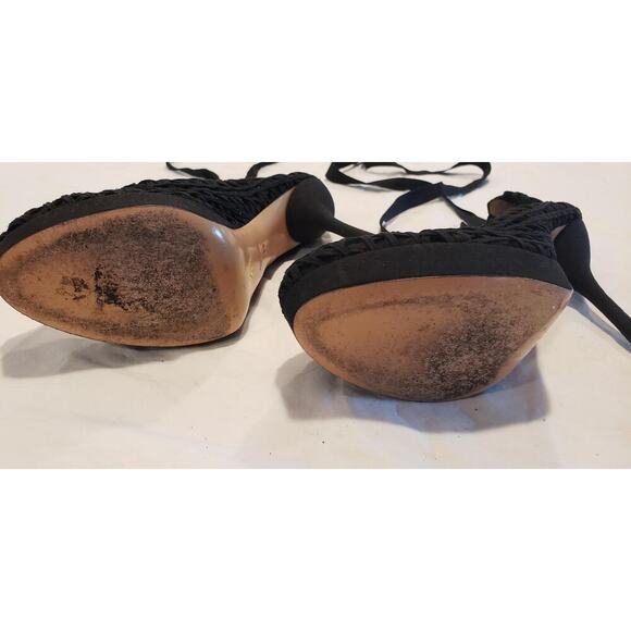 Emporio Armani Shoes Black Lace Up the Leg Stiletto High Heels Italy sz 39 Sexy - Picture 13 of 16